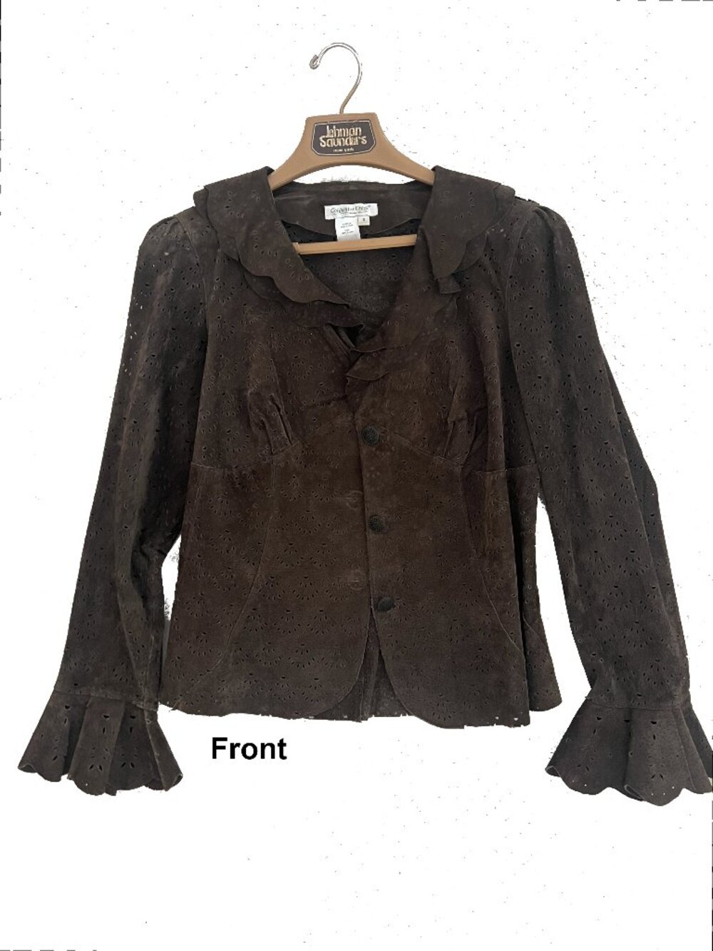 Coldwater Creek Eyelet Brown Suede Jacket